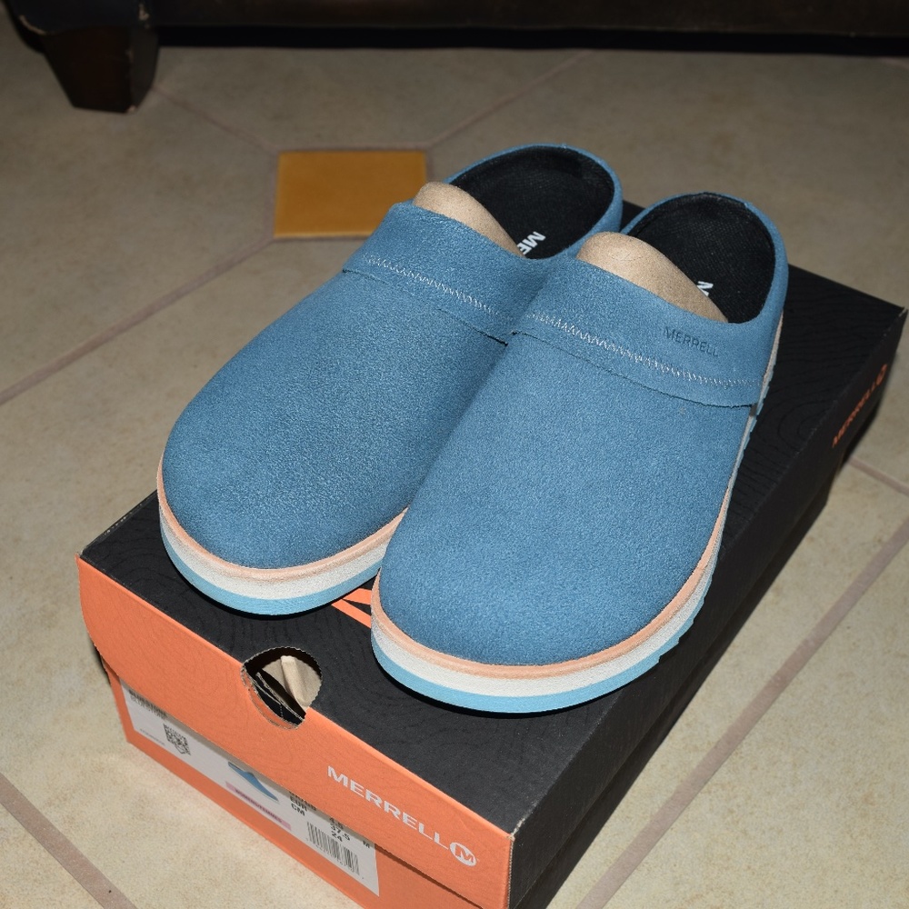 Merrell Suede Juno Clog in Bluestone